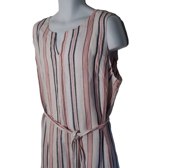 LIZ Claiborne Sleeveless Striped Linen Organic City Resort Beach Dress - Women's - Picture 3 of 7